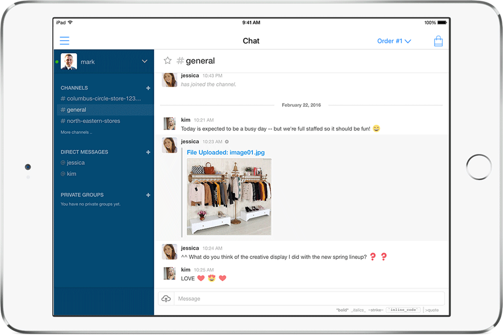 Chatting in the Tulip Retail app