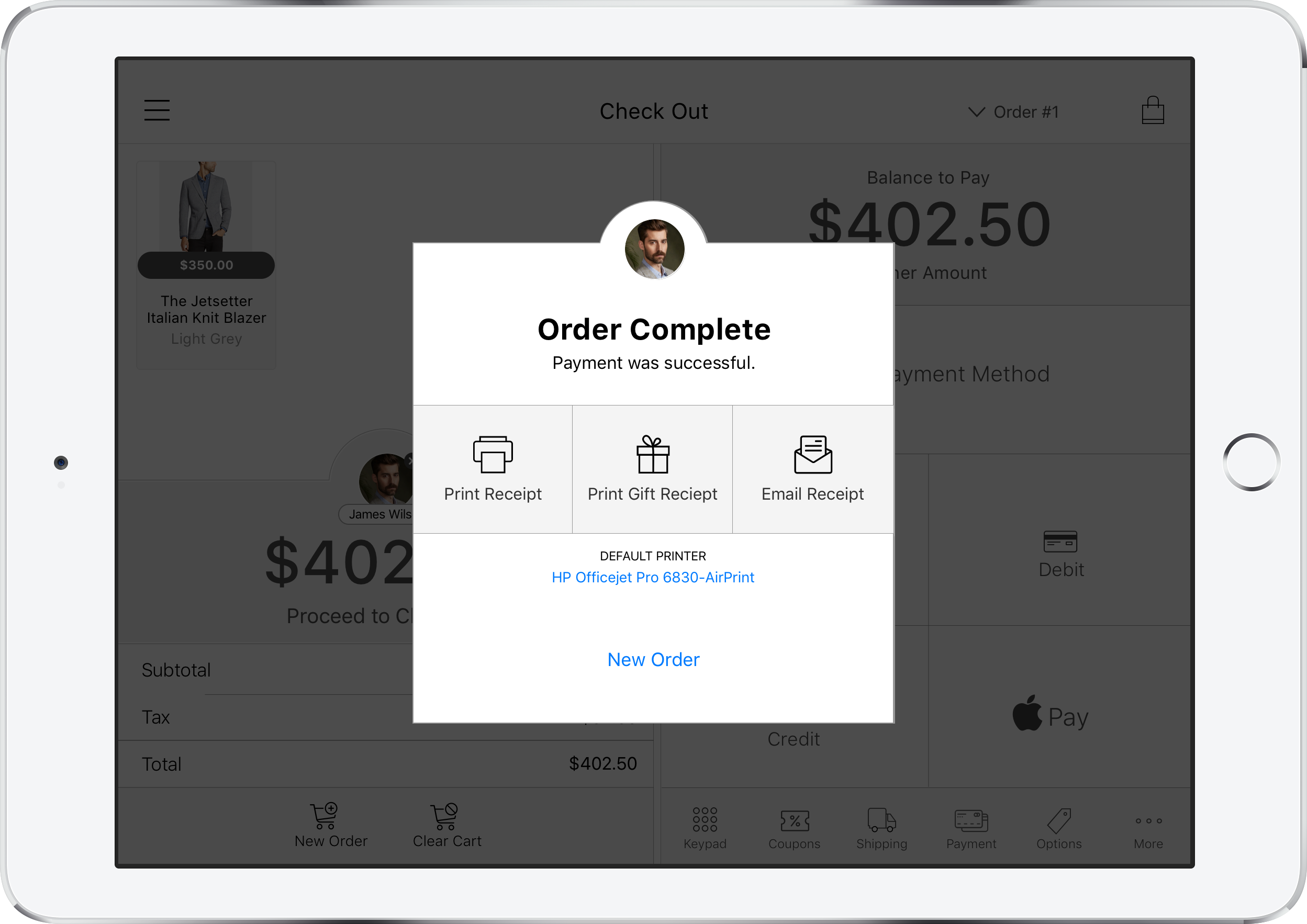 Completed order in the app checkout