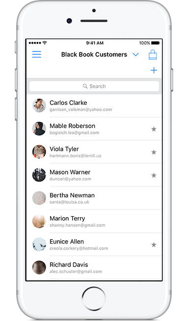 Customer Black Book in the Clienteling app