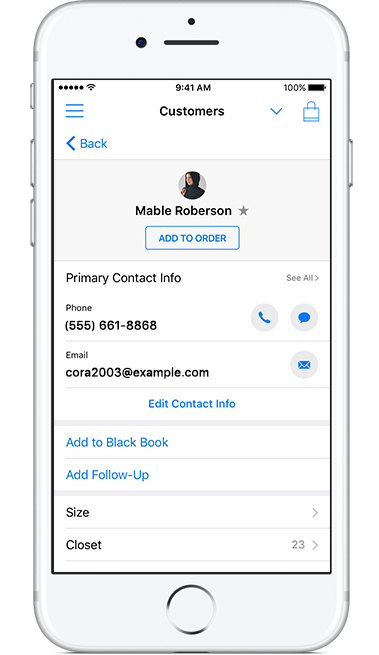 Customer profile in the Clienteling app
