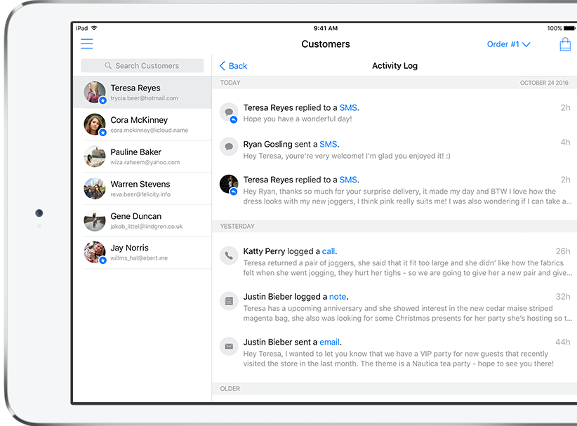 Activity log in the Tulip Retail app