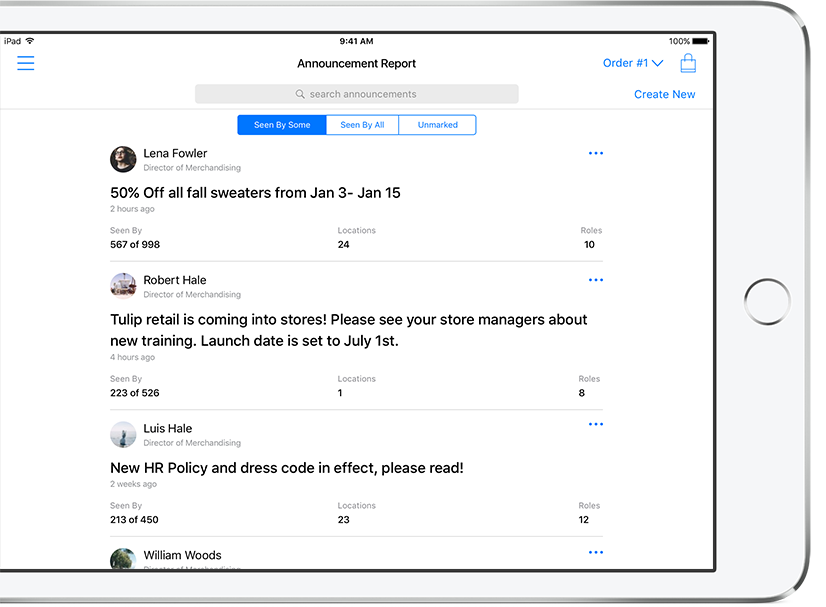 Store Communications - Announcement Report