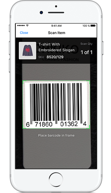 Scan barcodes with the Tulip Retail Fulfillment app