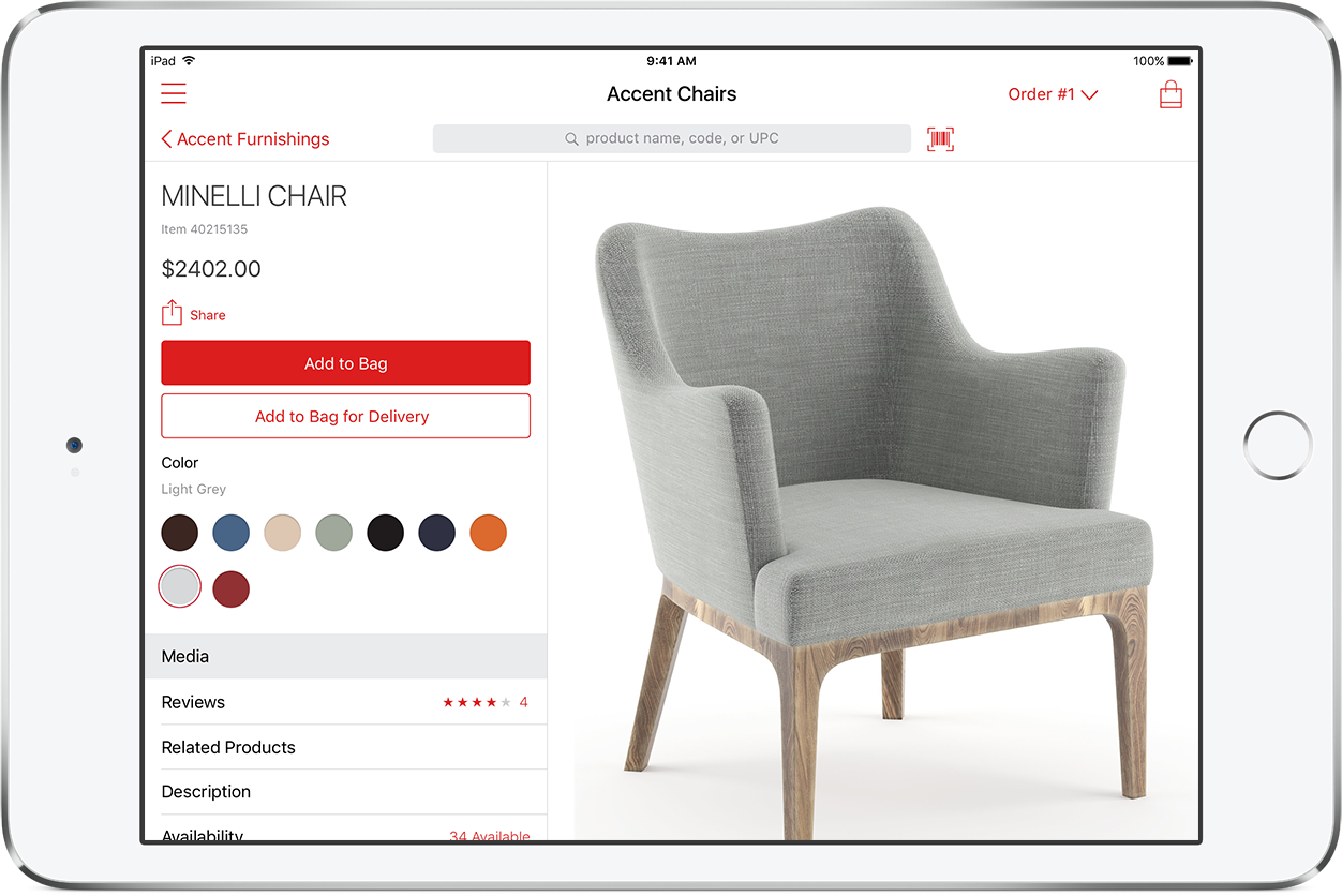 Assisted Selling product information page in the Tulip Retail app