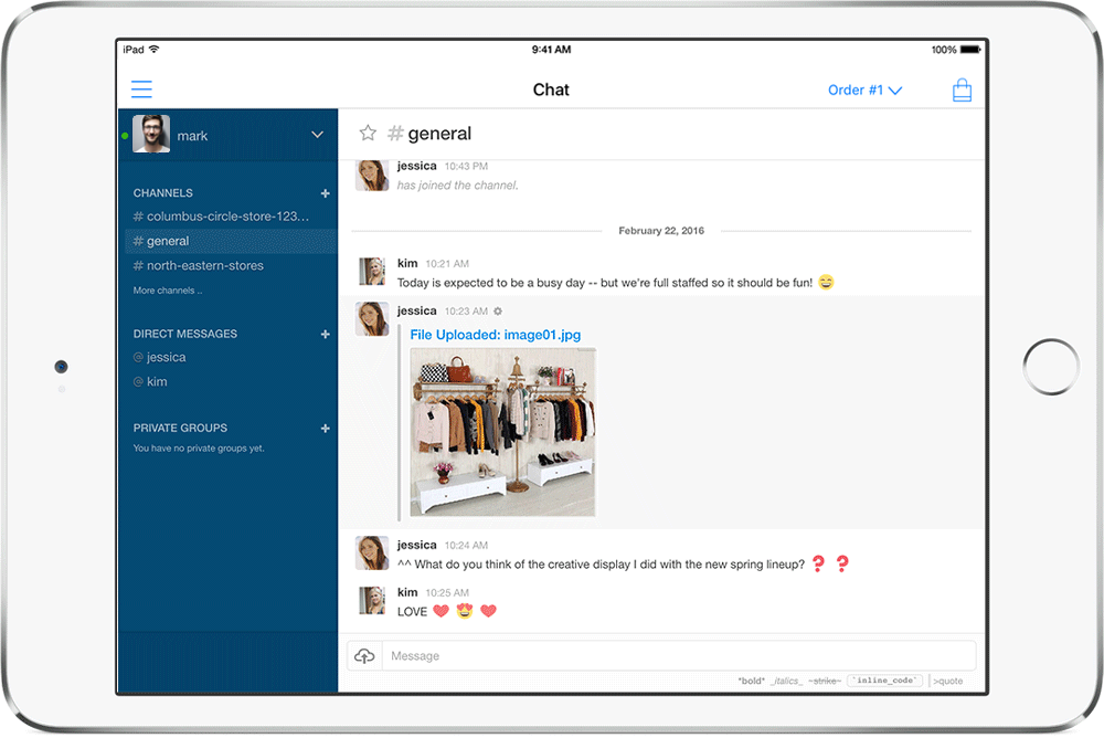 Chatting in the Tulip Retail app